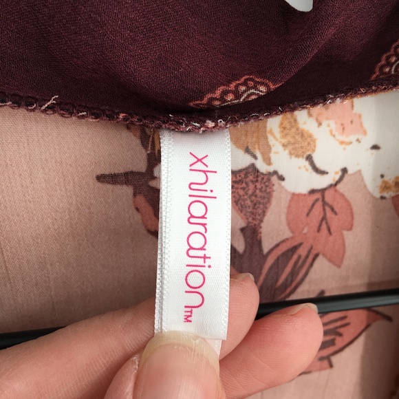 Xhilaration kimono floral dusty rose fall autumn sheer top boho robe M L women's - Picture 6 of 12